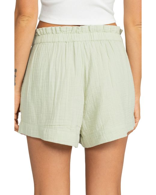 Roxy Green What A Vibe Cotton Paperbag Waist Shorts