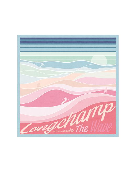 Longchamp Pink Waves Silk Square Scarf