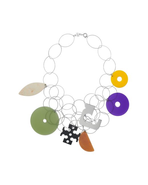Tory Burch White Abstract Statement Necklace
