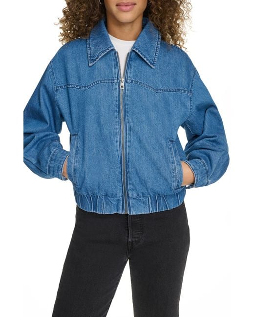 Levi's Blue Western Zip-front Denim Bomber Jacket