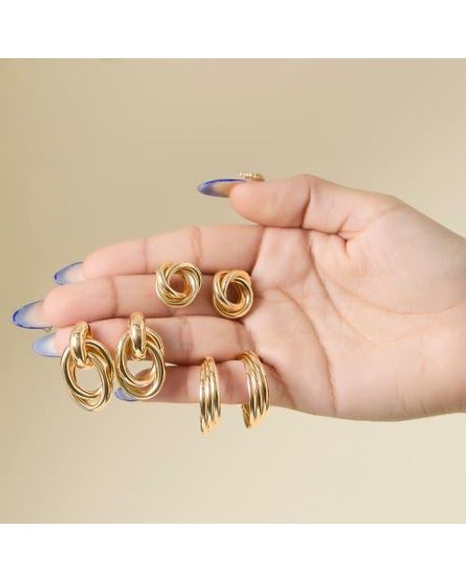 Jessica Simpson Metallic Mixed Shape Earring Set