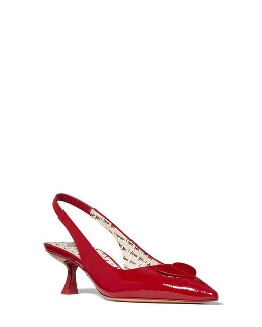 Kate Spade Red Lover Crinkle Patent Leather Slingback Pump