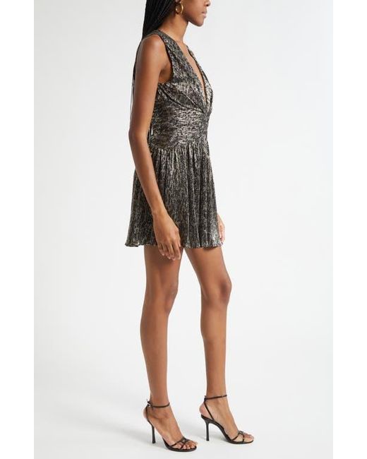 Ramy Brook Black Judy Metallic Plunge Cocktail Minidress