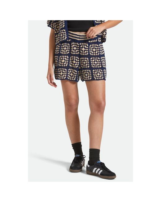 Brixton Blue Cotton Crochet Shorts