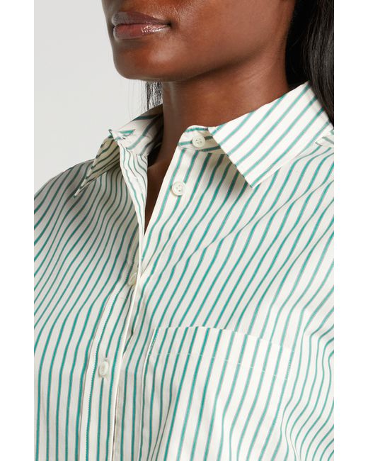 FRAME Blue The Borrowed Pocket Stripe Cotton Button-up Shirt