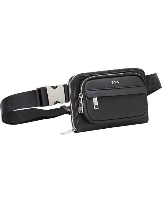Boss Black Zair Crossover Bonded Leather Belt Bag for men