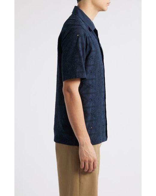 NN07 Blue Julio 5392 Eyelet Camp Shirt for men