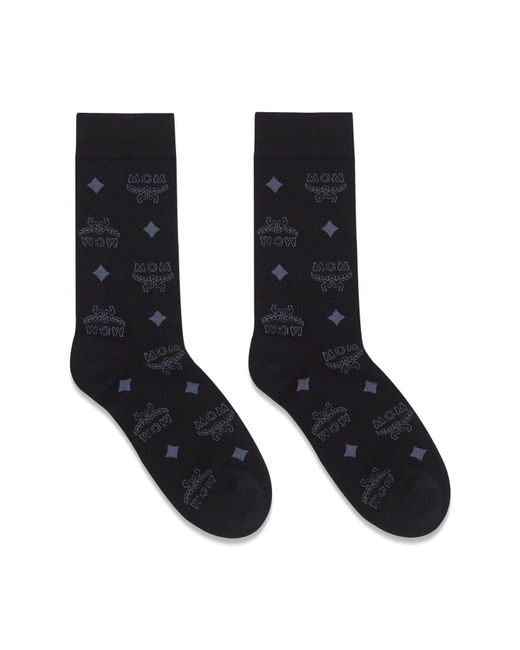 MCM Black Monogram Knit Socks for men