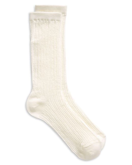 Nordstrom White Textured Rib Crew Socks