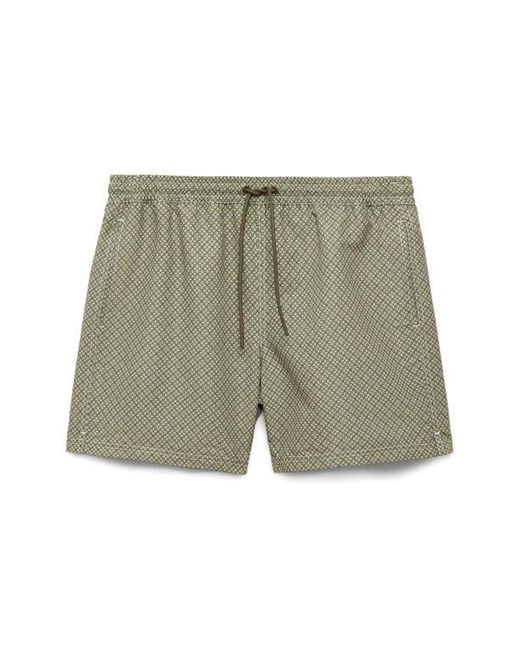 Mango Green Geometric Print Swim Trunks for men
