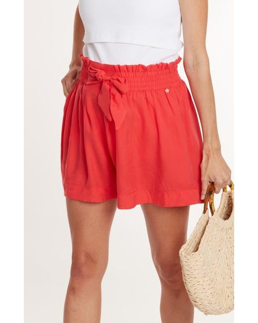 Cache Coeur Red Nubie Smocked Twill Maternity Shorts