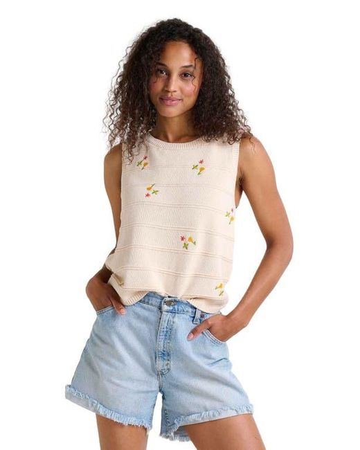 Toad & Co. Blue Bianca Crew Tank Embroidered