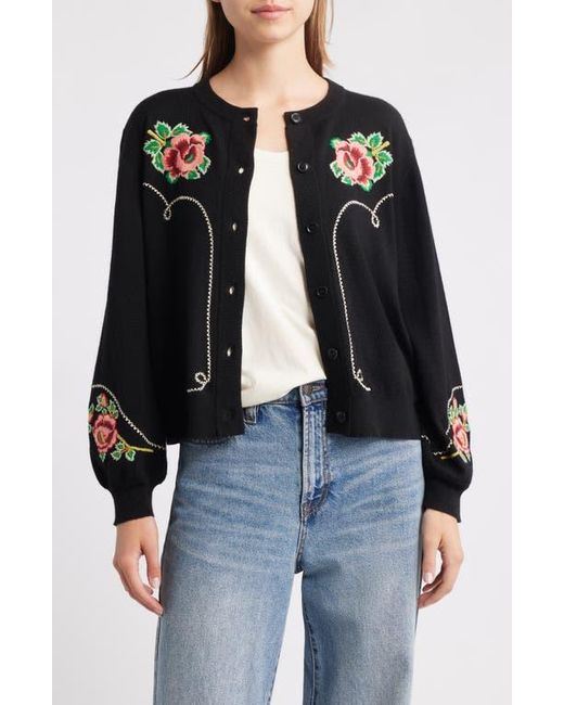 The Great Black Heirloom Rose Cotton & Wool Cardigan
