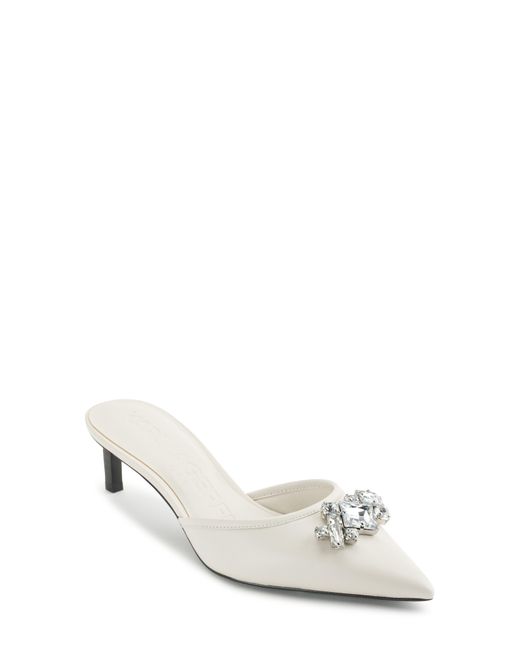Karl Lagerfeld White Sosie Crystal Pointed Toe Pump