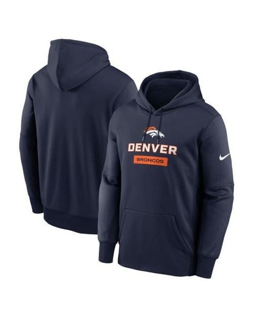 Nike Blue Denver Broncos Toss Sweep Performance Pullover Hoodie for men