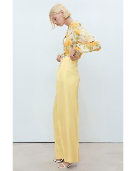 Mango Yellow Straight Leg Suit Trousers