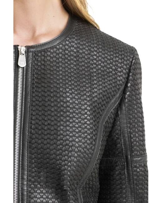Velez Black Woven Leather Jacket