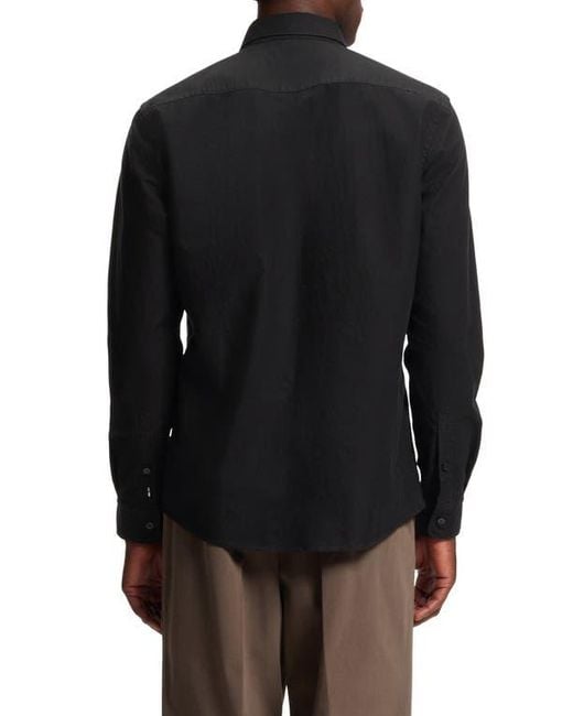 Boss Black Roan Slim Fit Solid Cotton Button-Down Shirt for men