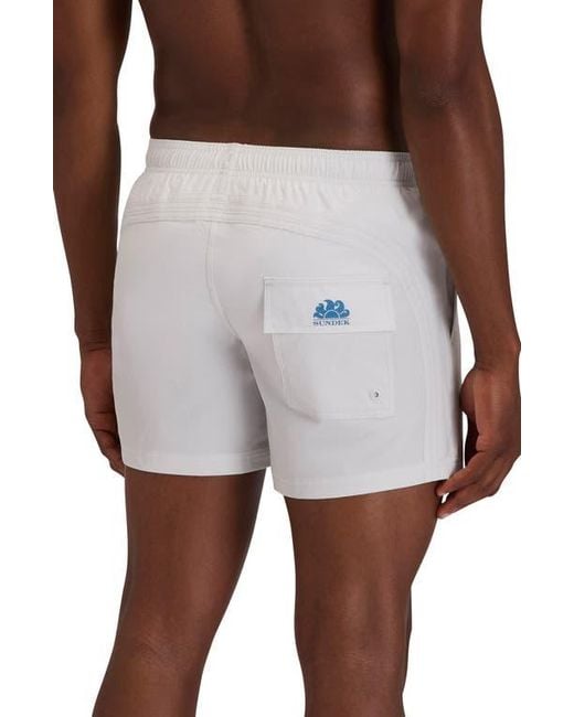 Sundek White Solid Swim Trunks for men