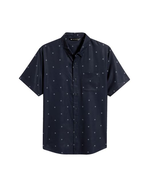 Travis Mathew White Olive Branch Geo Print Short Sleeve Button-up Shirt for men