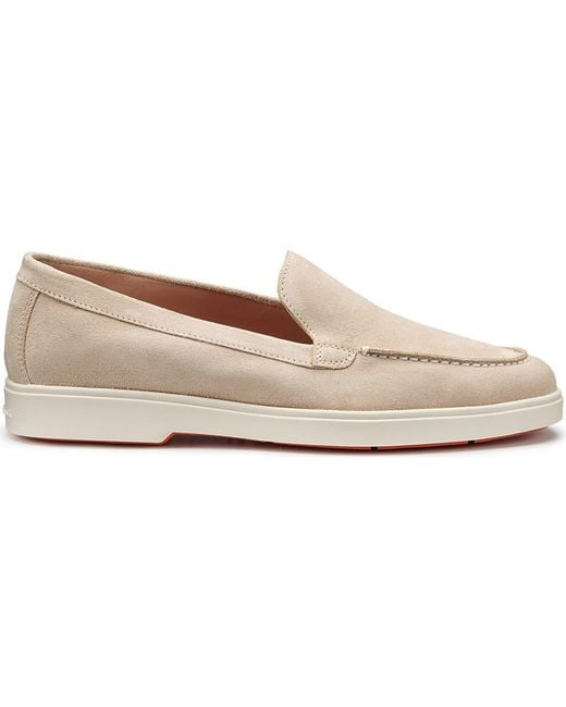 Santoni White Suede Loafer