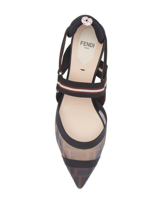 Fendi White Colibri Pointed Toe Slingback Pump