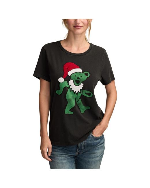Lucky Brand Black Grateful Dead Santa Bear Cotton Graphic T-Shirt