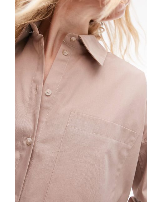 TOPSHOP Gray Oversize Poplin Button-up Shirt