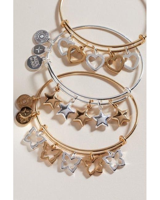 ALEX AND ANI White Puffy Star Multi Charm Bangle Bracelet