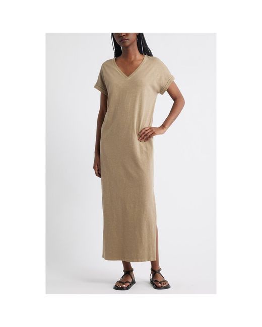 Treasure & Bond Natural Cotton V-Neck Maxi Dress