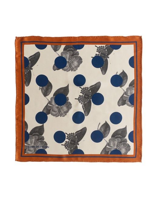 Lost Pattern Blue Noir Floral Silk Pocket Square