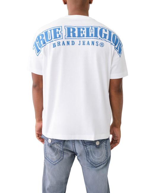 True Religion White Relaxed Fit Puff Paint Logo Graphic T-shirt for men