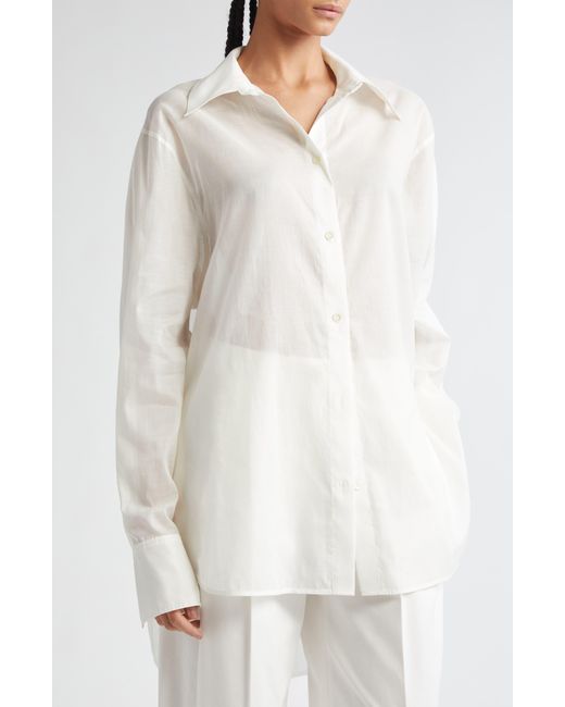 Totême  White Oversize Wide Sleeve Cotton Blend Button-up Shirt