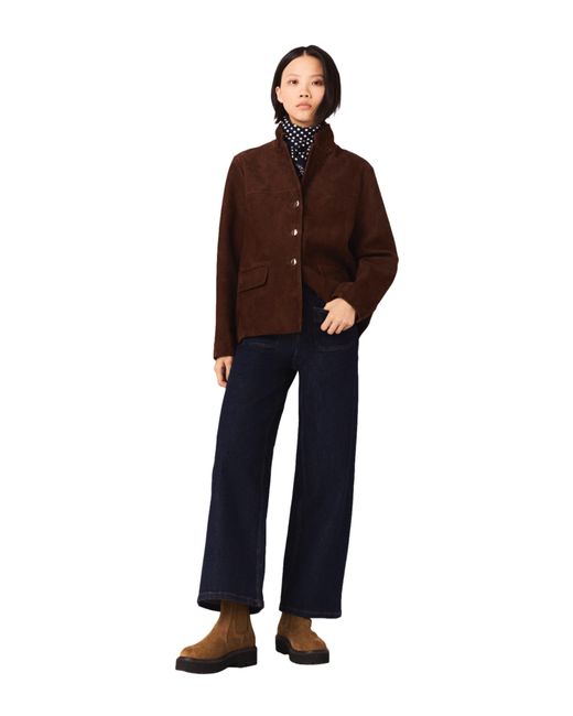 Maje Blue Wide Jeans With Patch Pockets