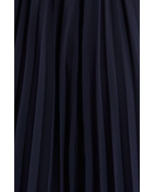 Eliza J Blue Balloon Sleeve Pleated Midi Dress