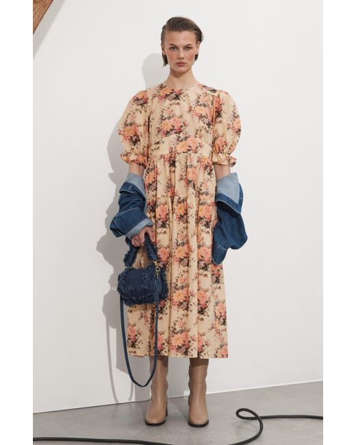 & Other Stories Natural & Floral Print Dress