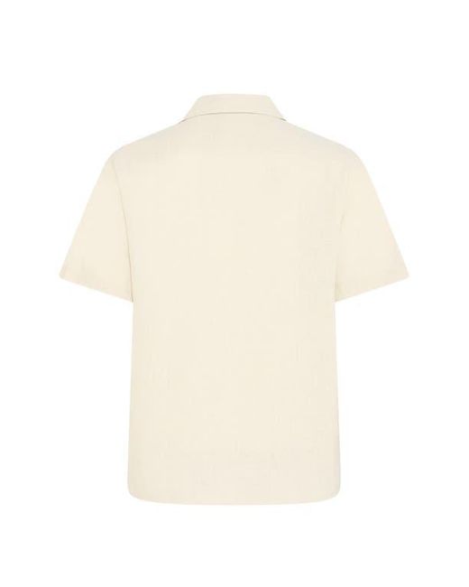 Solid Natural Allan Solid Linen Blend Camp Shirt for men