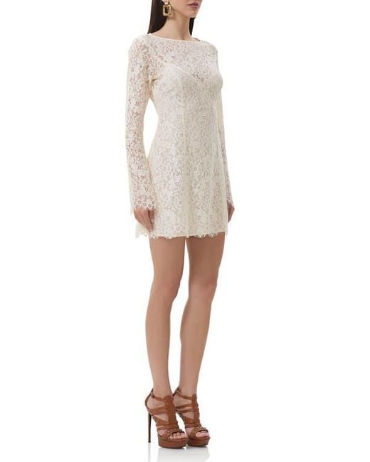 AFRM Natural Milana Long Sleeve Lace Minidress