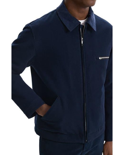 Theory Blue Zip-Up Brushed Cotton Twill Jacket for men
