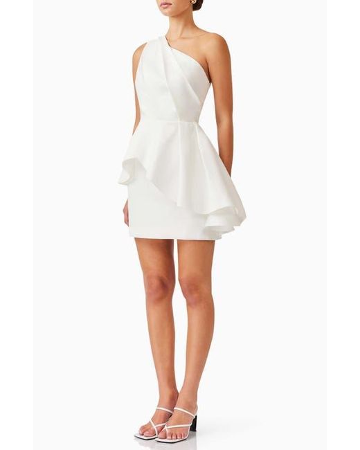 Elliatt White Gabi Asymmetric Peplum Minidress
