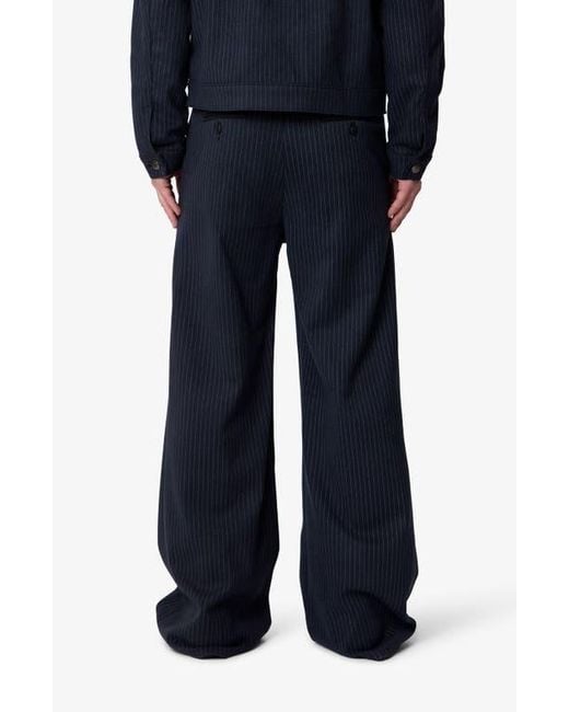 MNML Blue Pinstripe Bootcut Pants for men