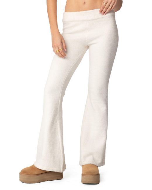 Edikted White Plush Flare Pants