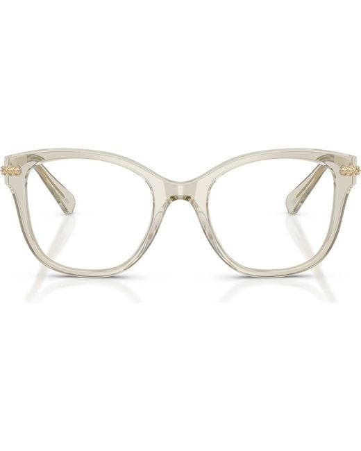 Swarovski Brown 49Mm Crystal Embellished Square Optical Glasses