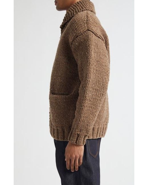 Visvim Hand Knit Full Zip Wool & Cashmere Cardigan in Brown for