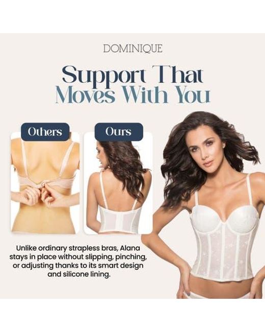Dominique Intimates White Alana Low Back Convertible Strapless Longline Bra