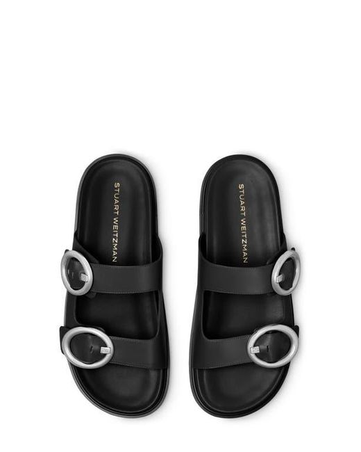 Stuart Weitzman Black Benni Two-Strap Sandal