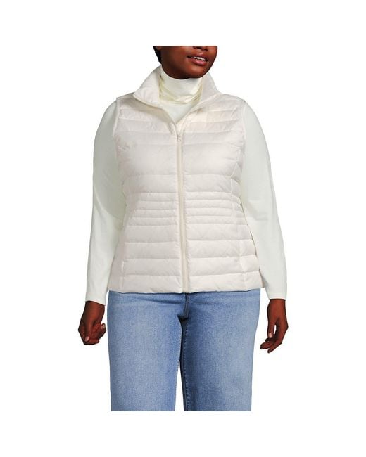 Lands' End Women's White Wanderweight Packable Ultralight Down Vest