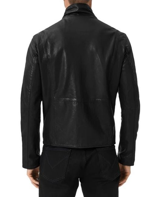 John Varvatos Black Jared Leather Racer Jacket for men