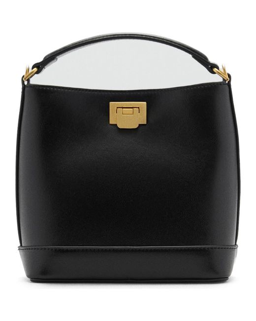Mango Black Mini Faux Leather Top Handle Bag