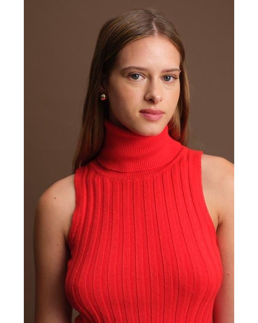 DELUC Red Ben Sleeveless Turtleneck Sweater